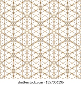 Seamless pattern japanese shoji kumiko.For template,fabric,textile,wrapping paper,laser cutting and engraving. Japanese pattern background vector.Compound ornament.Average thickness lines.Hexagon grid