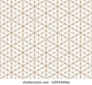 Seamless pattern japanese shoji kumiko.For template,fabric,textile,wrapping paper,laser cutting and engraving. Japanese pattern background vector.Compound ornament.Average and thick lines.Hexagon grid
