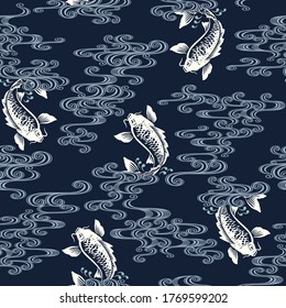 Seamless pattern of the Japanese style carp