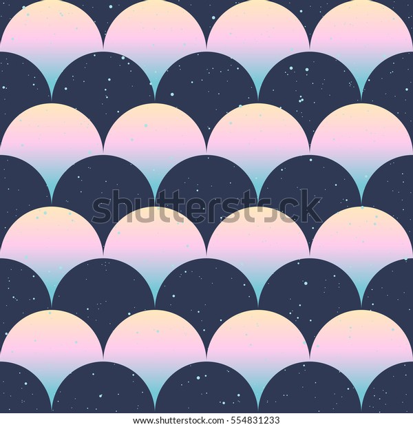 シームレスなパターン 和風 魚のグラデーションスケール 青 藍 ピンクの色 布地 壁紙 ラップに最適なベクター画像デザイン のベクター画像素材 ロイヤリティフリー