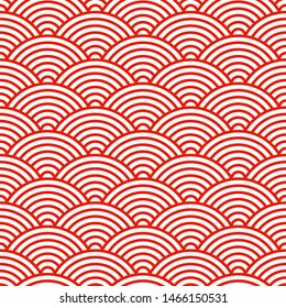 Seamless pattern with Japanese style red and white circles ornate for Your design