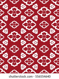 Seamless pattern in Japanese style with stylized floral shapes.