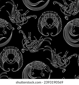Seamless pattern. Japanese pattern. Vector illustration. 