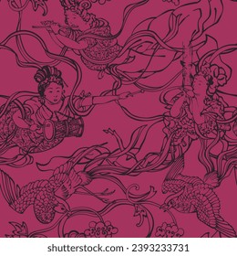Seamless pattern. Japanese pattern. Vector illustration.