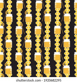Seamless pattern with a jar of honey. Flat vector stock illustration. Jar of honey and honeycomb as texture. Backdrop, background for printing on fabric. Sweet texture honey like pattern