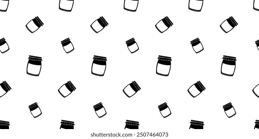 Seamless pattern with jar of jam silhouette vector