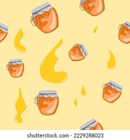 seamless pattern of jars with delicious honey