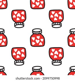 Seamless pattern of Jars with heart. Pattern for Valentines day