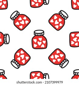 Seamless pattern of Jars with heart. Pattern for Valentines day