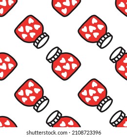 Seamless pattern of Jars with heart. Pattern for Valentines day
