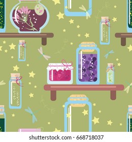Seamless pattern jars and jam