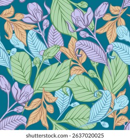 Seamless pattern jasmine flower retro color, suitable for prints, fabrics or sublimation.