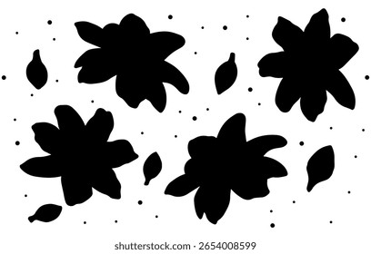 Seamless pattern with jasmine flower silhouette and flowers a beautiful nature illustration design