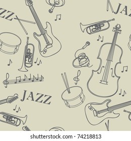 Seamless pattern with jazz instruments