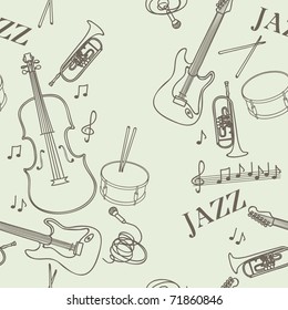 Seamless pattern with jazz musical instruments