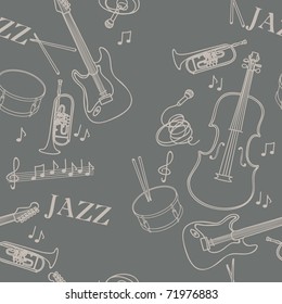 Seamless pattern with jazz musical instruments
