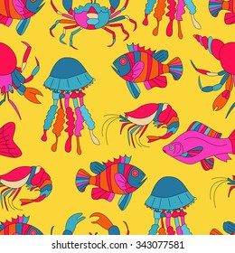 Seamless pattern with jellyfish.
