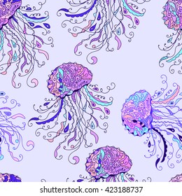 Seamless pattern with jellyfish