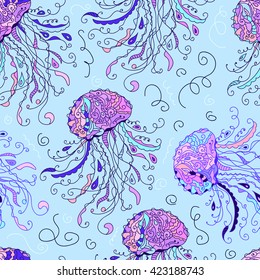 Seamless pattern with jellyfish