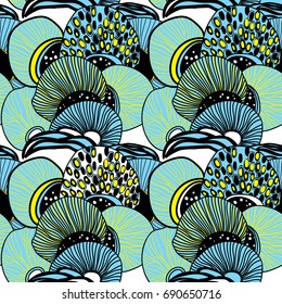 Seamless pattern with jellyfish. Drawing by hand, abstract background. Stylish design.