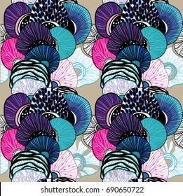 Seamless pattern with jellyfish. Drawing by hand, abstract background. Stylish design.