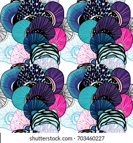 Seamless pattern with jellyfish. Drawing by hand, abstract background. Stylish design.