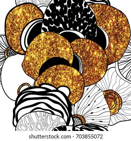 Seamless pattern with jellyfish. Drawing by hand, abstract background. Stylish design.