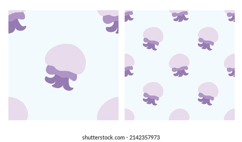 Seamless pattern. Jellyfish hand drawn illustration. Vector for fabric, background, wallpaper, print, packaging or other uses.