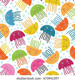 seamless  pattern with jellyfish -  vector illustration, eps
