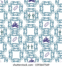 seamless pattern, jewelry, for scrapbook paper, textile, beads, chain ornament, vector, frame, bracelet