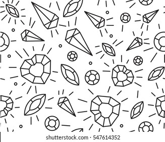 Seamless pattern of the jewels in cartoon style.