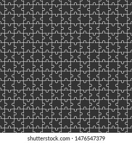 Seamless Pattern of Jigsaw Puzzle, Dark Base with White Edge