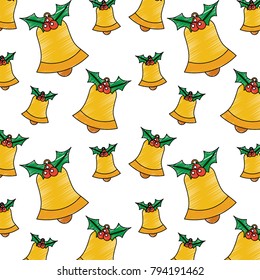 seamless pattern with jingle bells christmas with holly berry