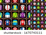 Seamless pattern jockey uniform. Traditional design. Silk. Harness, bridle, harness, belt. Horse racing fashion. Vector illustration