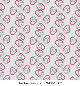 Seamless pattern of joint heart on grey background