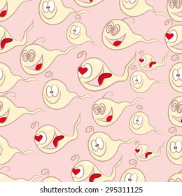 seamless pattern with joyful cartoon sperm