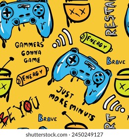 Seamless  pattern with  joysticks. gaming cool print for boys and girls. Suitable for textiles, sportswear, web