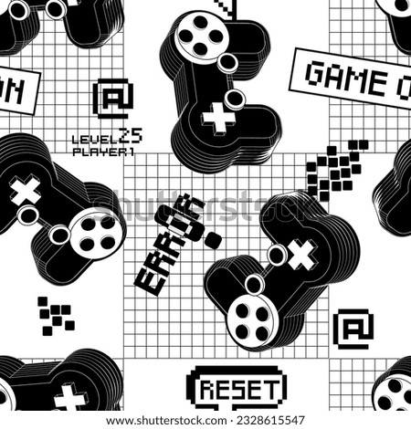Seamless  pattern with joysticks. gaming cool print for boys and girls. Suitable for textiles, sportswear, web
