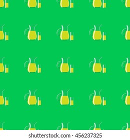 Seamless pattern of jug and glass of juice. Vector EPS 10.