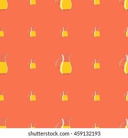 Seamless pattern of jug with juice. Vector EPS 10.
