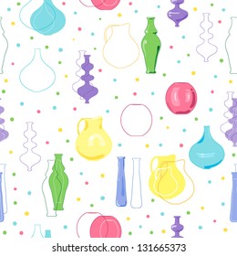 seamless pattern with jugs and vases