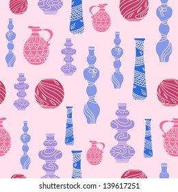 seamless pattern with jugs and vases