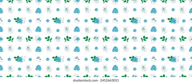 Seamless pattern. Juicy blueberries on an isolated background. Modern summer pattern