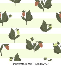 Seamless Pattern Juicy Bright Berries Strawberries Fabric Design Vector Illustration