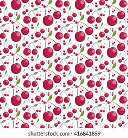 Seamless pattern of juicy cherries. vector illustration