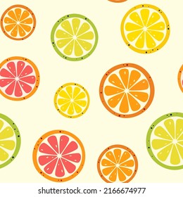 Seamless pattern with juicy citrus slices