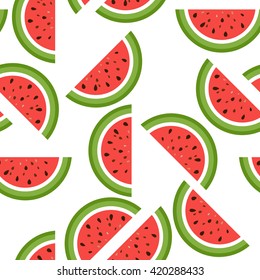 Seamless pattern with juicy fresh Watermelon. 
