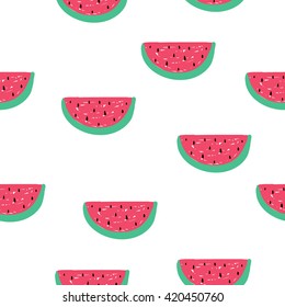 Seamless pattern with juicy fresh Watermelon. Vector Illustration