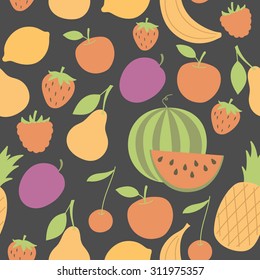seamless pattern with juicy fruit. Hand drawn vector illustration.