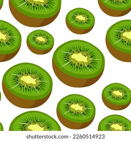 patrón impecable de jugoso medio kiwi en estilo realista en vector.